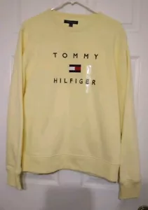 Felpa uomo Tommy Hilfiger gialla taglia grande girocollo logo nuova con etichetta - Foto 1 di 12