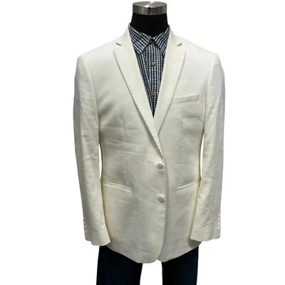 44R Van Heusen Flex Men Ivory White Cream Suit Jacket Sport Coat Blazer Linen - Image 1 of 4