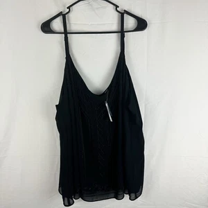 Torrid Chiffon Wispy Swing Cami Size 4X Beaded Black V-Neck Goth Romantic Fairy - Picture 1 of 8