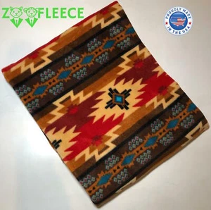 ZooFleece Orange Southwestern Aztec Tribal America Throw Bedding Blanket 60X60"  - Picture 1 of 4