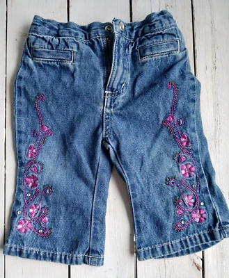 Pantalones de mezclilla vintage Y2K FADED GLORY para bebé con detalles bordados talla 3-6 meses Foto 1 de 4