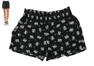 BeBop Elephant Print 3" Inseam Lightweight Smocked Waist Shorts NWT Black/Ivory - Picture 1 of 1
