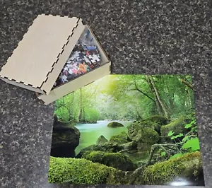 Jigsaw Puzzle wood custom box Green Nature scene - Picture 1 of 1