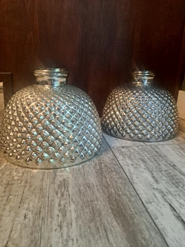 Vtg Antique Mercury Glass Light Shades Pendant Ceiling Pair Read Description Cover