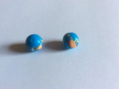 2 x 10mm blue/multi round handmade polmer clay fimo beads hole 2mm. - Image 1 of 4