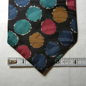 Cellini Collection men's 100% silk colored circles on black necktie 58 1/2" X 4" - Picture 1 of 5