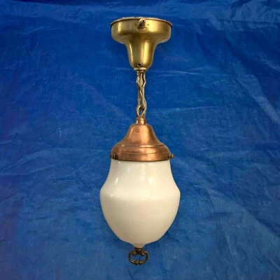 Colgante 21" Latón Cobre Luz Blanco Leche Globo ¡Bonito! 51F Foto 1 de 4