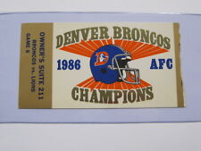 1986 AFC Denver Broncos vs Detroit Lions Game Ticket Stub