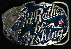 The Great American Buckle Co. I'd Rather be Fishing Metal Belt Buckle #523