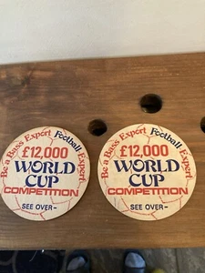 2 Bass Export Vintage Beer Mats 1970 World Cup 4 Inches In Diameter - Picture 1 of 8