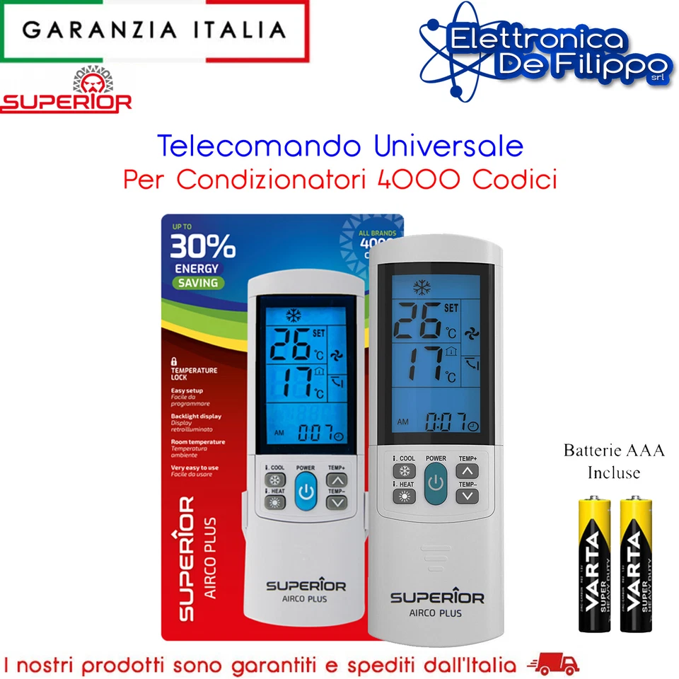 Superior AirCo 5000 in 1 Telecomando Universale per Condizionatori d’Aria - Bianco