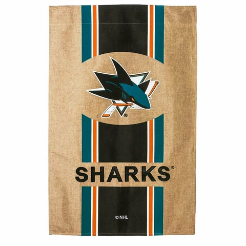 San Jose Sharks EG Premium 2-sided 29x43 BURLAP Banner House Flag Hockey Cover