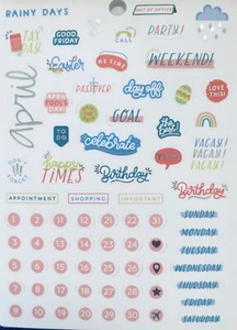 Calendar Month Planner April Easter Silver Foil Scrapbook Planner Stickers - Picture 1 of 1