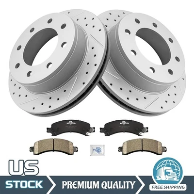 Rear Drilled Brake Rotors Brake Pads for Chevrolet GMC Express Savana 2500 3500 - Image 1 of 4