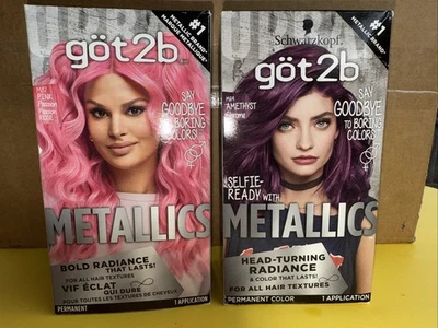 2 Schwarzkopf Got2b Metallics Color de Cabello Permanente, PINK PASSION y AMATISTA Foto 1 de 3