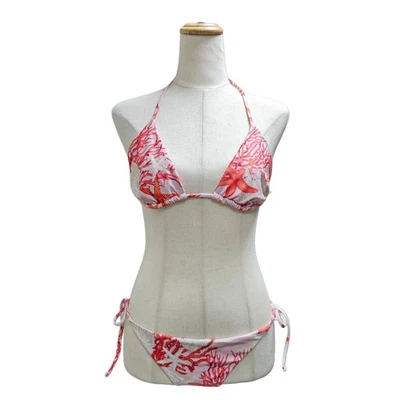 Versace Tricolor Sea Shell Print Two Piece Swimsuit - Image 1 of 4