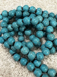 WONDERFUL VINTAGE TURQUOISE BLUE BEADED NECKLACE 48 INCHES 93.5g - Picture 1 of 2