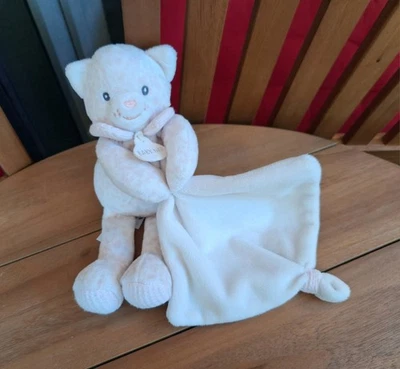 Doudou Peluche Babynat Léopard Blanc Beige Rose  Mouchoir Neuf - Photo 1/2