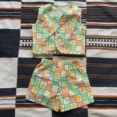 Vintage 60’s/70’s Unisex Short And Vest Set. Never Worn. Deadstock. Kidcore. 24M - Image 1 of 4