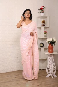 Sarees Party Wear Wedding Designer Indian Blouse Sari Bollywood Pakistani indian - Picture 1 of 7