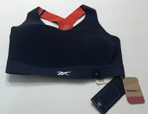Reggiseno sportivo Reebok Puremove blu navy taglia small FS0574 allenamento ad alto impatto nuovo con etichette - Foto 1 di 2