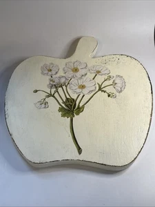 Tabla de cortar madera vintage-manzana o calabaza tiza pintada blanca/transferencia/sellada - Imagen 1 de 5