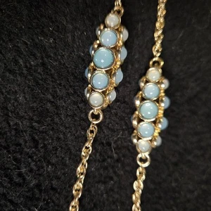 Banana Republic Women's Lucite Sky Blue Stone Silver Layer Necklace 19" - Picture 1 of 9