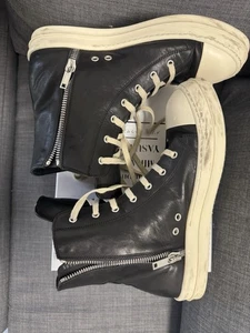 Rick Owens Ramones (Mainline) EU 43 US 10 Cuero Negro - Imagen 1 de 11