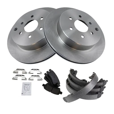 Комплект задних керамических тормозных колодок и ротора подходит для Nissan Pathfinder 2005-2012 годов выпуска - Изображение 1 из 4