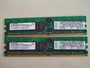 Elpida IBM 1 GB (512Mb x2) PC2-3200 DDR2-400 CL3 REG ECC RAM (EBE51RD8ABFA-4A-E) - Foto 1 di 2