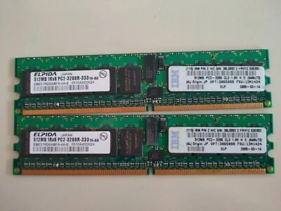 Elpida IBM 1 GB (512Mb x2) PC2-3200 DDR2-400 CL3 REG ECC RAM (EBE51RD8ABFA-4A-E) - Immagine 1 di 2