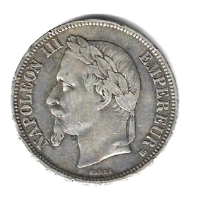 Francia, NAPOLEONE III, 5 FRANCHI, 1869 BB, Zecca di Strasburgo, ARGENTO - Bild 1 von 2