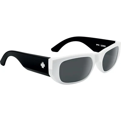 New SPY GENRE Sunglasses | White Matte Black / Happy Gray Black Mirror Lens - Image 1 of 4