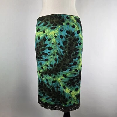 Falda sin cordones vintage de finales de los 90 a principios de Y2k con estampado de pavo real talla pequeña Foto 1 de 4