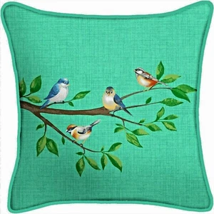 TÜRKIS VÖGEL auf Ast Indoor OUTDOOR KISSEN DLX USA! 16" New Line Vogelkissen - Bild 1 von 3