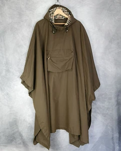Burberry Rain Poncho One Size Green Brown Nova Check Hooded Cape - Imagen 1 de 24