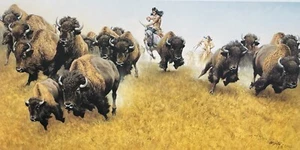 Western Artist Frank McCarthy Signed Print. The Buffalo Runners. 1986. AP 11/45. - Picture 1 of 11