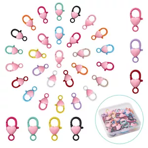 30pcs Heart Lobster Claw Clasps Colorful Jewelry Clasps Heart Lobster Clip Hook - Picture 1 of 6