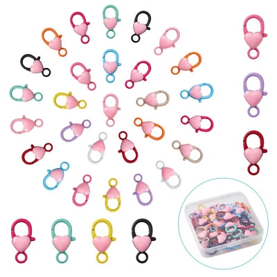 30pcs Heart Lobster Claw Clasps Colorful Jewelry Clasps Heart Lobster Clip Hook - Image 1 of 4