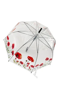 Winddicht Mohnmuster lang klar Automatik Regenschirm 8 Fiberglasrippen 7996 - Bild 1 von 4
