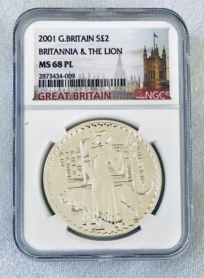 2001 Great Britain Silver 2 Pounds Britannia NGC MS68 PL - Image 1 of 2
