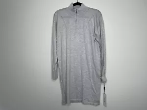 Calvin Klein Women's Gray Long Sleeve 1/4 Qtr Zip Sweater Dress Size Large NWT - Picture 1 of 7