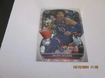 JALEN WILSON 2022-23 BOWMAN CHROME UNIVERSITY 1ST BOWMAN REFRACTOR CARD #67 - Image 1 of 2