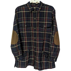 Telluride Clothing Co Wool & Rayon Men's Flannel Shirt Suede Elbow Patches sz M - Picture 1 of 6