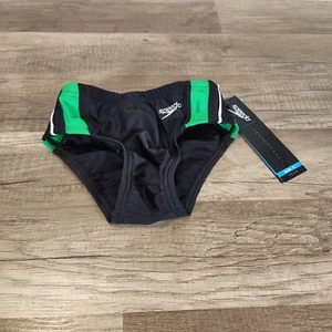 Speedo Boys Race II Rapid Splice Brief 8051203 Size 24 Black/Green 283 Youth - Picture 1 of 9