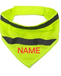 Bandana Personalizzata per Cani Hi Viz Nome Riflettente Sicurezza Bavaglino Collare Sciarpa Collo M - Foto 1 di 11
