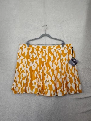 Ava Viv Mujer Falda 2X Naranja Abstracto 100% Rayón Tirar On Volantes Informal Mini Foto 1 de 4
