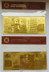 24k Gold Foil $100 Esso Bank Notes C.O.A ( 2 items ) - Picture 1 of 4