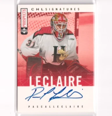 2000-01 Upper Deck CHL Prospects AUTO Pascal Leclaire Halifax Mooseheads - Image 1 of 2