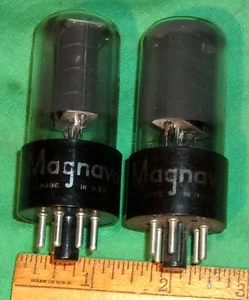 2-MAGNAVOX 6V6GT Audio Pentode Tubes (by RCA) Grrey Glass Blk Plates 1950's - Picture 1 of 5